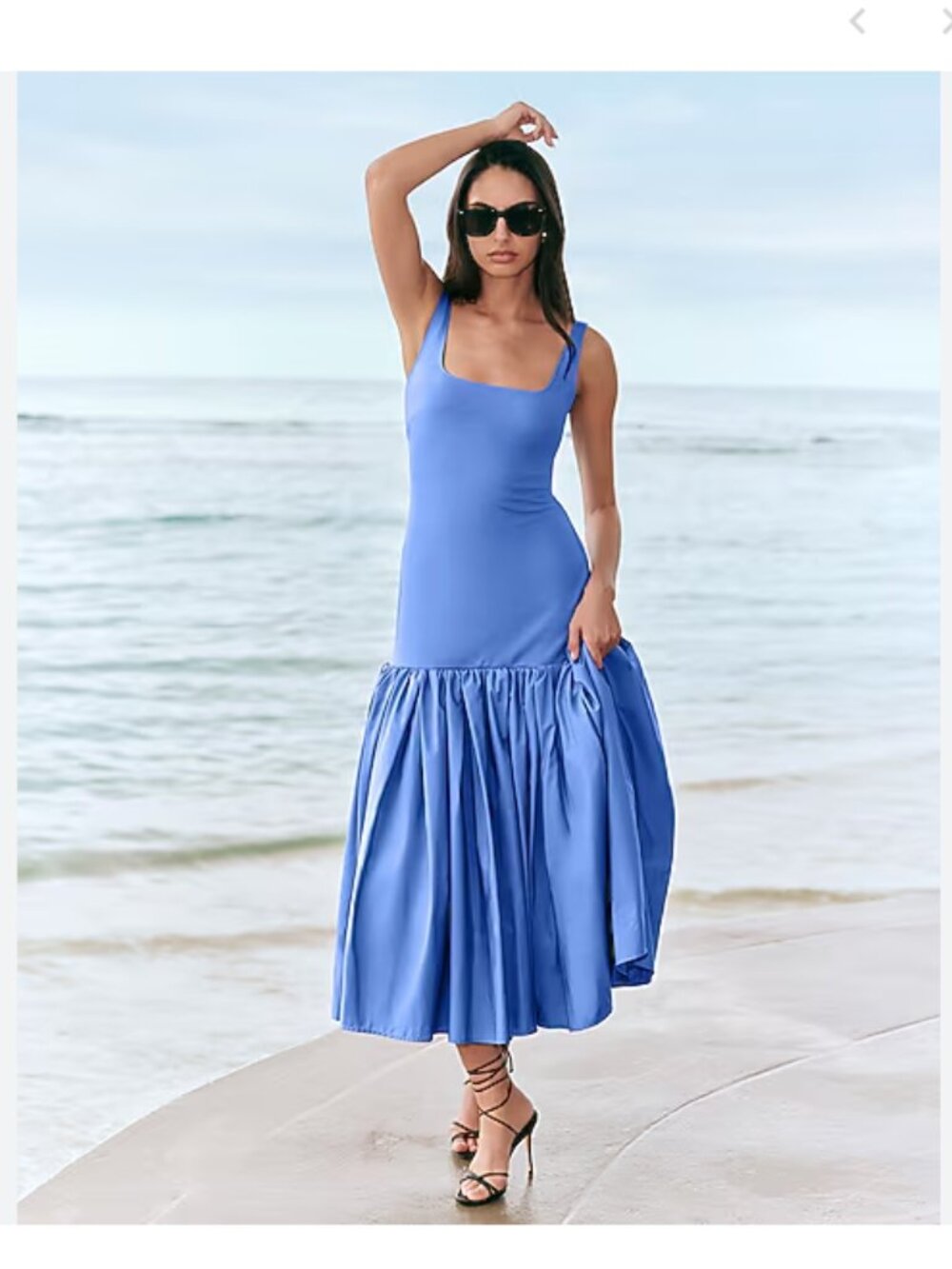 NWT Express Mixed Media Scroop Neck Drop Waist Maxi Dress